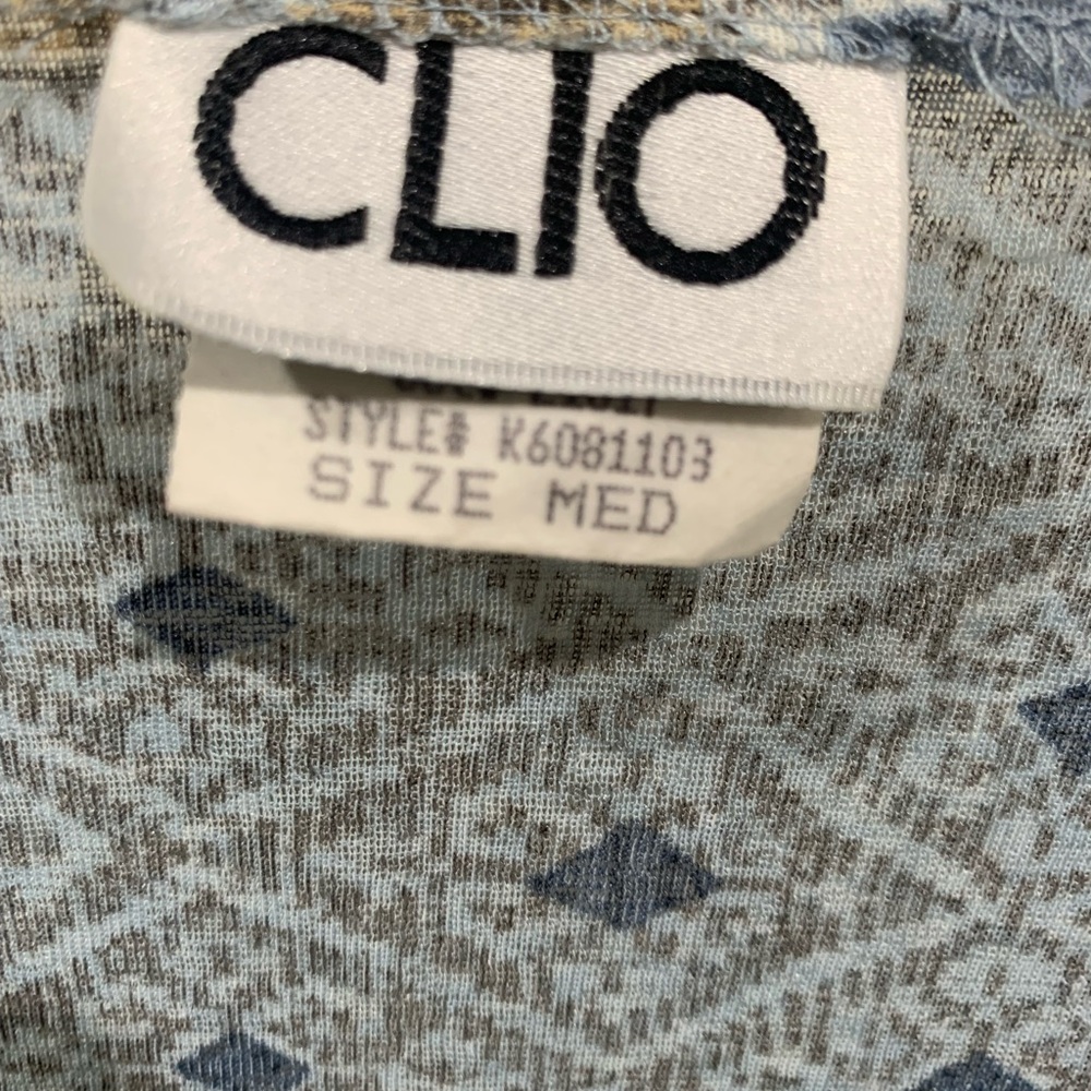 Clio Women's Blue and Gold Geometric Blouse - Picture 4 of 7